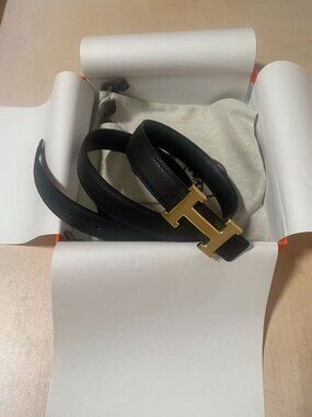 Hermès H Logo Belt Black Leather Designer Belt 85cm